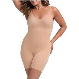 Honeylove Mid-Thigh Bodysuit Women's 3X | Beige Sand | Wireless Support | NWT